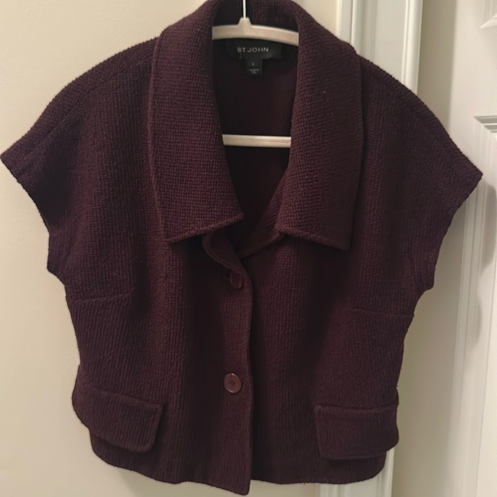 St. John cropped Suit Blazer Jacket cap sleeve